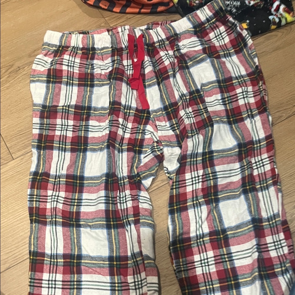 SHEIN Red and White Plaid Pajama Bottoms